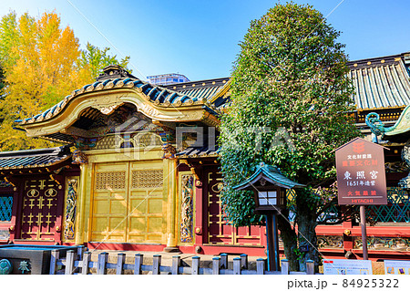東京 台東区 上野公園にある上野東照宮 唐門と拝殿 東京 台東区 上野公園にある上野東照宮 唐門と拝殿 84925322