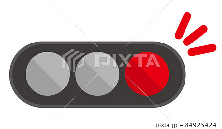 赤信号が点灯している信号機 84925424