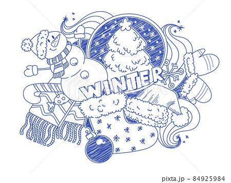 Winter hand drawn doodles 84925984