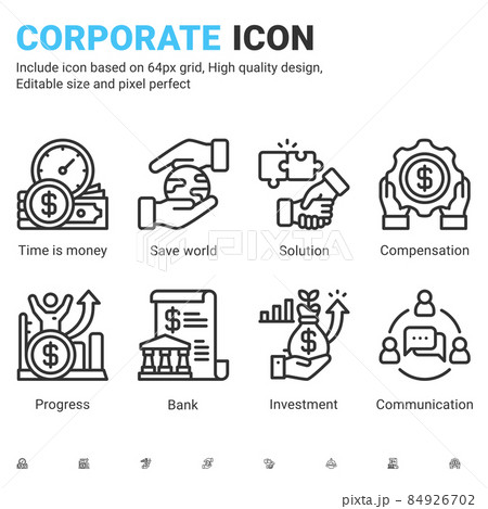 ESG concept environmental icon with outline style isolated on white background. Vector illustration corporate governance, social sign symbol concept for corporate. Editable stroke and pixel perfect 84926702