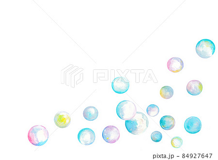 水彩で描いたカラフルなシャボン玉のイラスト素材 背景イラストのイラスト素材