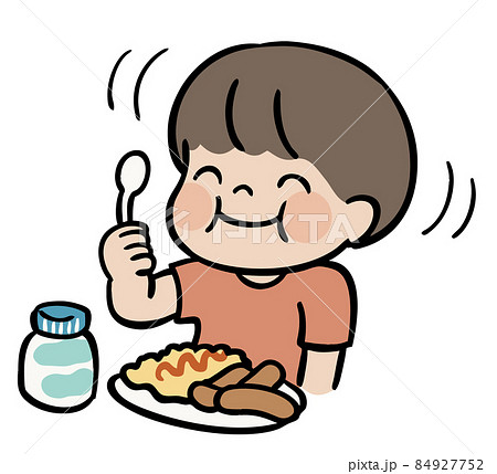 おいしそうに食べる子どものイラスト 84927752