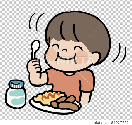 おいしそうに食べる子どものイラスト 84927752