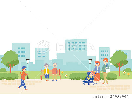 公園にいる人物のイラスト 84927944