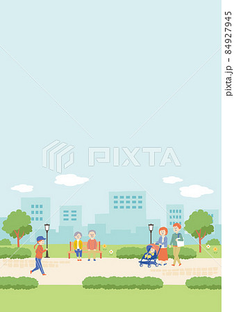 公園にいる人物と背景イラスト 公園にいる人物と背景イラスト 84927945
