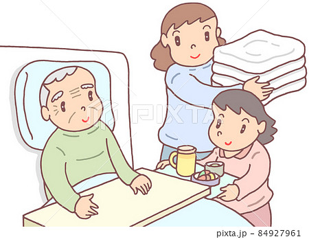 在宅介護 老父の介護のイラスト素材