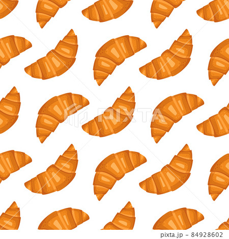 Seamless pattern with croissants. Cute print with pastries for cafe and restaurant menus, textiles, paper and design. Vector flat illustration 84928602