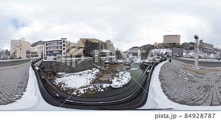 冬の定山渓温泉 月見橋（360°VR素材） 84928787