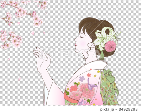 閉著眼睛穿著側身和服的女人和小櫻② 84929298