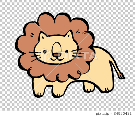ライオンの手描きイラストのイラスト素材