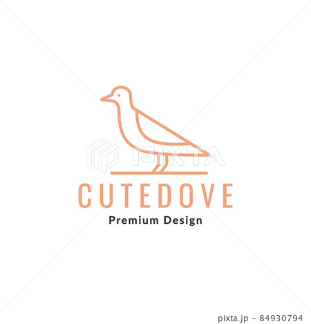Line Beauty Little Dove Bird Logo Symbol Icon のイラスト素材