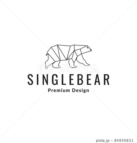 Bear Walk Line Minimalist Logo Symbol Icon のイラスト素材