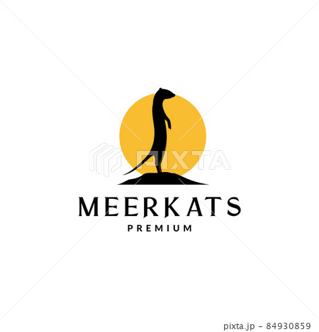 silhouette stand meerkat with sunset logo symbol icon vector graphic design illustration idea creative 84930859