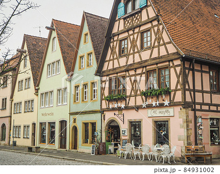 【バーゲン】ドイツ ローテンブルク 町並み 風景写真 額縁付 A3サイズ 自然、風景
