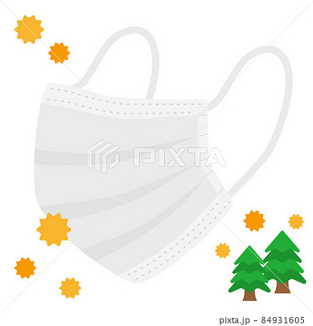 マスクと花粉のイラスト 84931605