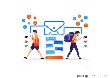 modern communication  with technology. chat application with envelope. dialogue with social media. vector illustration concept for, landing page, web, ui, banner, flyer, poster, template, background 84932262
