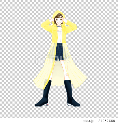 Girl In A Yellow Raincoat Stock Illustration