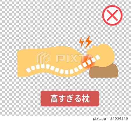 枕の高さとストレートネックのイラスト 84934549
