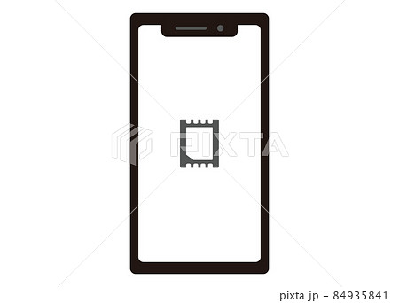 スマートフォン eSIMイメージイラスト モノクロ 正面 スマートフォン eSIMイメージイラスト モノクロ 正面 84935841