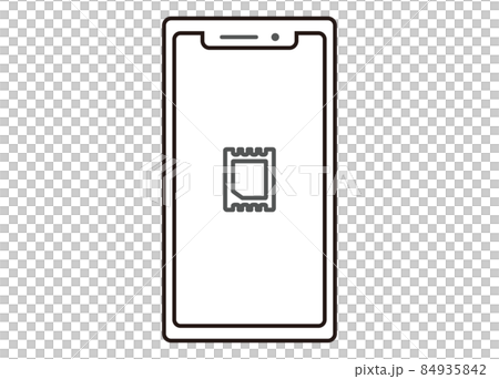 Smartphone eSIM image illustration line illustration front Smartphone eSIM image illustration line illustration front 84935842