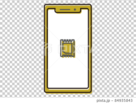 Smartphone eSIM image illustration line illustration front Smartphone eSIM image illustration line illustration front 84935843