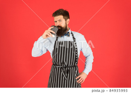 Hipster barista hold cup fresh brewed drip coffee. Coffee  84935993