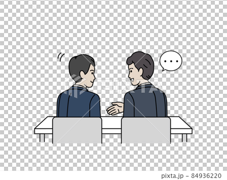 アドバイスするスーツ姿の男性　話し合い　助言　会話　同僚　仲間　イラスト素材 84936220