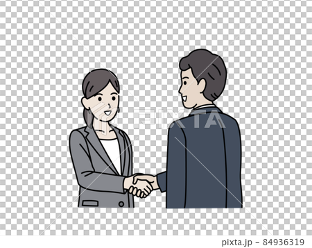 握手をする　スーツ姿の男女　会社員　仕事　挨拶　取引　合意　依頼　ビジネス 84936319