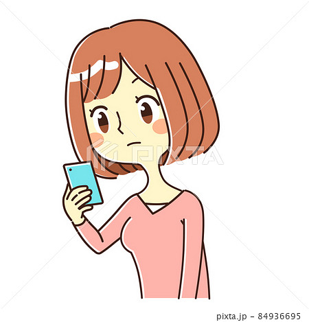 スマホを覗きこむ女性 イラスト素材のイラスト素材