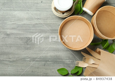 Eco friendly zero waste concept on gray textured background Eco friendly zero waste concept on gray textured background 84937438