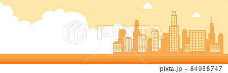 シンプルな建物ビルディングのアイコンで描かれた街並みの2色パノラマ風景イラスト不動産 文字スペースのイラスト素材 シンプルな建物ビルディングのアイコンで描かれた街並みの2色パノラマ風景イラスト不動産 文字スペースのイラスト素材