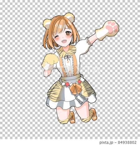 寅年のお祝いをする虎コスプレのオレンジ担当ボブアイドル 寅年のお祝いをする虎コスプレのオレンジ担当ボブアイドル 84938802