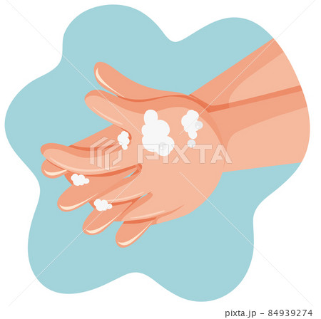 Hands washing with foaming hand soap 84939274