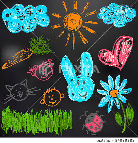 Child drawing. Design elements of packaging, postcards, wraps, covers Child drawing. Design elements of packaging, postcards, wraps, covers 84939388