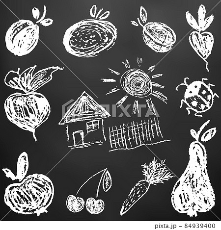Child drawing. Design elements of packaging, postcards, wraps, covers 84939400