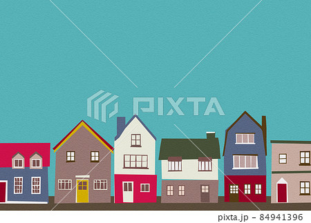 背景素材 ヨーロッパ風の街並みのイラスト素材