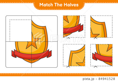 Match the halves. Match halves of Trophy. Educational children game, printable worksheet, vector illustration Match the halves. Match halves of Trophy. Educational children game, printable worksheet, vector illustration 84941528