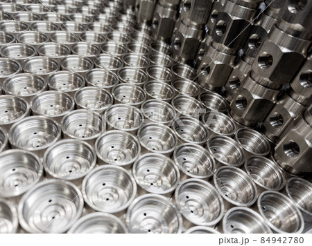 shiny steel industrial production parts - close-up with selective focus shiny steel industrial production parts - close-up with selective focus 84942780