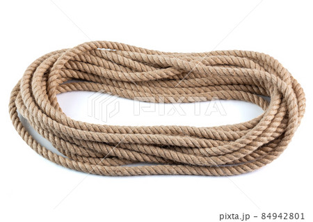 coil of natural Jute Hessian Rope Cord Braided Twisted isolated on white background coil of natural Jute Hessian Rope Cord Braided Twisted isolated on white background 84942801