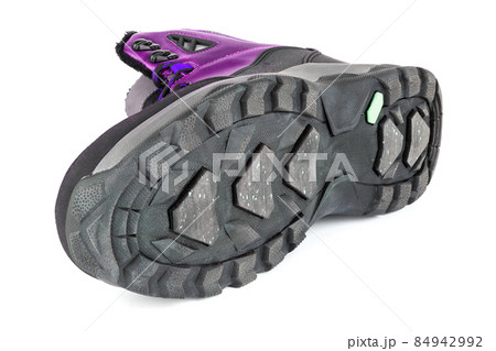insulated pink winter warm insulated three quarter sneaker or boot isolated on white background, laid on side 84942992