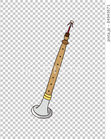 Handwritten illustration of Indian musical instrument, Shanai 84943671