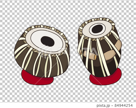 インドの楽器、タブラとバーヤの手書きイラスト 84944254
