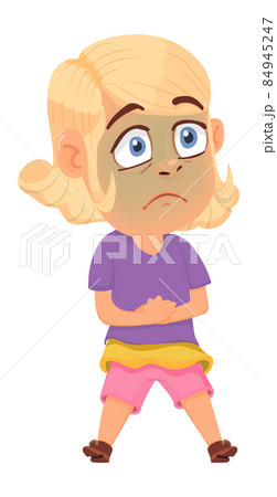 Girl with food poisoning. Kid nausea and stomach pain 84945247