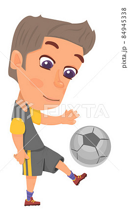 Cartoon footbal player. Boy with soccer ball. Child sport 84945338