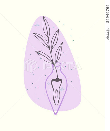 Potion magic bottle root tooth mandrake witchcraft magic, doodle boho style. 84946764