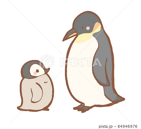 コウテイペンギン親子の手描きイラスト コウテイペンギン親子の手描きイラスト 84946976