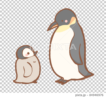コウテイペンギン親子の手描きイラスト コウテイペンギン親子の手描きイラスト 84946976