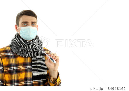 Ill young man isolated on white background 84948162