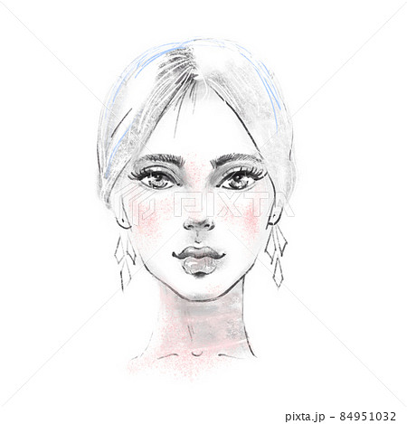 Asian Woman Face. Black And White Line Sketch Front Portrait Royalty Free  SVG, Cliparts, Vectors, and Stock Illustration. Image 138981735.