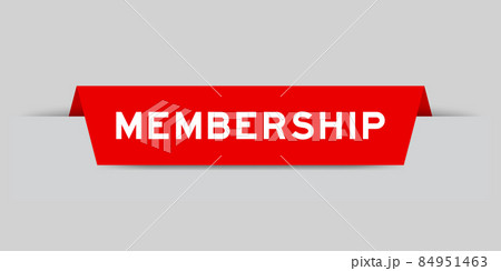 Red color inserted label with word membership on gray background 84951463